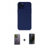 MARSİLYAN™- iPhone 12 Pro Kılıf Çekirdek Modern Serisi - Siyah 3D Antistatik Hayalet Cam Ekran Koruyucu + Neon Fosforlu Kamera Lens - YL