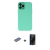 MARSİLYAN™- iPhone 12 Pro Kılıf Çekirdek Modern Serisi - Siyah 3D Antistatik Hayalet Cam Ekran Koruyucu + Renkli Kamera Lens Koruma Cam - TU