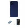 MARSİLYAN™- iPhone 12 Pro Kılıf Çekirdek Modern Serisi - Siyah 3D Antistatik Hayalet Cam Ekran Koruyucu + Shine Kamera Lens Koruma Cam - GS