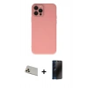 MARSİLYAN™- iPhone 12 Pro Kılıf Çekirdek Modern Serisi - Siyah 3D Antistatik Hayalet Cam Ekran Koruyucu + Rainbow Kamera Lens Koruma Cam - GD