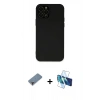 MARSİLYAN™- iPhone 12 Pro Kılıf Çekirdek Modern Serisi - Siyah 3D Antistatik Seramik Nano Ekran Koruyucu + Metal Kamera Lens Koruma Cam - MR
