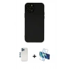MARSİLYAN™- iPhone 12 Pro Kılıf Çekirdek Modern Serisi - Siyah 3D Antistatik Seramik Nano Ekran Koruyucu + Shine Kamera Lens - MI
