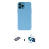 MARSİLYAN™- iPhone 12 Pro Kılıf Çekirdek Modern Serisi - Siyah 3D Antistatik Seramik Nano Ekran Koruyucu + Renkli Kamera Lens Koruma Cam - PE