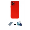 MARSİLYAN™- iPhone 12 Pro Kılıf Çekirdek Modern Serisi - Siyah 3D Antistatik Seramik Nano Ekran Koruyucu + Metal Kamera Lens Koruma Cam - MI