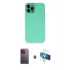 MARSİLYAN™- iPhone 12 Pro Kılıf Çekirdek Modern Serisi - Siyah 3D Antistatik Seramik Nano Ekran Koruyucu + Neon Fosforlu Kamera Lens - TU