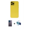 MARSİLYAN™- iPhone 12 Pro Kılıf Çekirdek Modern Serisi - Siyah 3D Antistatik Seramik Nano Ekran Koruyucu + Neon Fosforlu Kamera Lens - MI