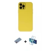 MARSİLYAN™- iPhone 12 Pro Kılıf Çekirdek Modern Serisi - Siyah 3D Antistatik Seramik Nano Ekran Koruyucu + Shine Kamera Lens Koruma Cam - PE