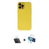 MARSİLYAN™- iPhone 12 Pro Kılıf Çekirdek Modern Serisi - Siyah 3D Antistatik Seramik Nano Ekran Koruyucu + Kamera Lens Koruma Cam - SF