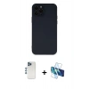 MARSİLYAN™- iPhone 12 Pro Kılıf Çekirdek Modern Serisi - Siyah 3D Antistatik Seramik Nano Ekran Koruyucu + Shine Kamera Lens - MI