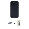 MARSİLYAN™- iPhone 12 Pro Kılıf Çekirdek Modern Serisi - Siyah 6D Mat Seramik Hayalet Nano Ekran Koruyucu + Mavi Renkli Kamera Lens Koruma Cam