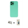 MARSİLYAN™- iPhone 12 Pro Kılıf Çekirdek Modern Serisi - Siyah 6D Mat Seramik Hayalet Nano Ekran Koruyucu + Rainbow Kamera Lens Koruma Cam - GD