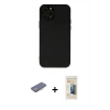 MARSİLYAN™- iPhone 12 Pro Kılıf Çekirdek Modern Serisi - Siyah 6D Mat Seramik Hayalet Nano Ekran Koruyucu + Renkli Kamera Lens Koruma Cam - PE