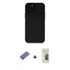 MARSİLYAN™- iPhone 12 Pro Kılıf Çekirdek Modern Serisi - Siyah 6D Mat Seramik Hayalet Nano Ekran Koruyucu + Metal Kamera Lens Koruma Cam - GD