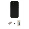 MARSİLYAN™- iPhone 12 Pro Kılıf Çekirdek Modern Serisi - Siyah 6D Mat Seramik Hayalet Nano Ekran Koruyucu + Shine Kamera Lens Koruma Cam - SABE