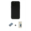MARSİLYAN™- iPhone 12 Pro Kılıf Çekirdek Modern Serisi - Siyah 6D Mat Seramik Hayalet Nano Ekran Koruyucu + Metal Kamera Lens Koruma Cam - MR