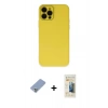 MARSİLYAN™- iPhone 12 Pro Kılıf Çekirdek Modern Serisi - Siyah 6D Mat Seramik Hayalet Nano Ekran Koruyucu + Metal Kamera Lens Koruma Cam - KUYL