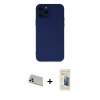 MARSİLYAN™- iPhone 12 Pro Kılıf Çekirdek Modern Serisi - Siyah 6D Mat Seramik Hayalet Nano Ekran Koruyucu + Gold Rainbow Kamera Lens Koruma Cam