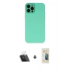MARSİLYAN™- iPhone 12 Pro Kılıf Çekirdek Modern Serisi - Siyah 6D Mat Seramik Hayalet Nano Ekran Koruyucu + Kamera Lens Koruma Cam - SF