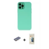 MARSİLYAN™- iPhone 12 Pro Kılıf Çekirdek Modern Serisi - Siyah 6D Mat Seramik Hayalet Nano Ekran Koruyucu + Renkli Kamera Lens Koruma Cam - SI