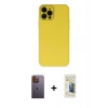 MARSİLYAN™- iPhone 12 Pro Kılıf Çekirdek Modern Serisi - Siyah 6D Mat Seramik Hayalet Nano Ekran Koruyucu + Neon Fosforlu Kamera Lens - SI