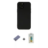 MARSİLYAN™- iPhone 12 Pro Kılıf Çekirdek Modern Serisi - Siyah Polymer Nano Ekran Koruyucu + Metal Kamera Lens Koruma Cam - GD