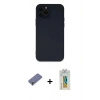 MARSİLYAN™- iPhone 12 Pro Kılıf Çekirdek Modern Serisi - Siyah Polymer Nano Ekran Koruyucu + Metal Kamera Lens Koruma Cam - GD