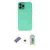 MARSİLYAN™- iPhone 12 Pro Kılıf Çekirdek Modern Serisi - Siyah Polymer Nano Ekran Koruyucu + Metal Kamera Lens Koruma Cam - GD