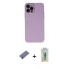 MARSİLYAN™- iPhone 12 Pro Kılıf Çekirdek Modern Serisi - Siyah Polymer Nano Ekran Koruyucu + Metal Kamera Lens Koruma Cam - GD