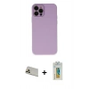 MARSİLYAN™- iPhone 12 Pro Kılıf Çekirdek Modern Serisi - Siyah Polymer Nano Ekran Koruyucu + Rainbow Kamera Lens Koruma Cam - GD