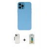 MARSİLYAN™- iPhone 12 Pro Kılıf Çekirdek Modern Serisi - Siyah Polymer Nano Ekran Koruyucu + Shine Kamera Lens - GS