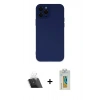 MARSİLYAN™- iPhone 12 Pro Kılıf Çekirdek Modern Serisi - Siyah Polymer Nano Ekran Koruyucu + Kamera Lens Koruma Cam - SF