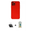 MARSİLYAN™- iPhone 12 Pro Kılıf Çekirdek Modern Serisi - Siyah Polymer Nano Ekran Koruyucu + Kamera Lens Koruma Cam - SF