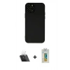MARSİLYAN™- iPhone 12 Pro Kılıf Çekirdek Modern Serisi - Siyah Polymer Nano Ekran Koruyucu + Kamera Lens Koruma Cam - SF