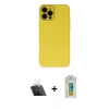 MARSİLYAN™- iPhone 12 Pro Kılıf Çekirdek Modern Serisi - Siyah Polymer Nano Ekran Koruyucu + Kamera Lens Koruma Cam - SF