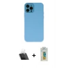 MARSİLYAN™- iPhone 12 Pro Kılıf Çekirdek Modern Serisi - Siyah Polymer Nano Ekran Koruyucu + Kamera Lens Koruma Cam - SF