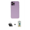 MARSİLYAN™- iPhone 12 Pro Kılıf Çekirdek Modern Serisi - Siyah Polymer Nano Ekran Koruyucu + Kamera Lens Koruma Cam - SF