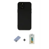 MARSİLYAN™- iPhone 12 Pro Kılıf Çekirdek Modern Serisi - Siyah Polymer Nano Ekran Koruyucu + Metal Kamera Lens Koruma Cam - KUYL