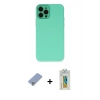 MARSİLYAN™- iPhone 12 Pro Kılıf Çekirdek Modern Serisi - Siyah Polymer Nano Ekran Koruyucu + Metal Kamera Lens Koruma Cam - KUYL