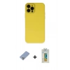 MARSİLYAN™- iPhone 12 Pro Kılıf Çekirdek Modern Serisi - Siyah Polymer Nano Ekran Koruyucu + Metal Kamera Lens Koruma Cam - KUYL