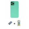 MARSİLYAN™- iPhone 12 Pro Kılıf Çekirdek Modern Serisi - Siyah Polymer Nano Ekran Koruyucu + Metal Kamera Lens Koruma Cam - GS