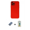 MARSİLYAN™- iPhone 12 Pro Kılıf Çekirdek Modern Serisi - Siyah Polymer Nano Ekran Koruyucu + Metal Kamera Lens Koruma Cam - AKYL