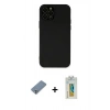 MARSİLYAN™- iPhone 12 Pro Kılıf Çekirdek Modern Serisi - Siyah Polymer Nano Ekran Koruyucu + Metal Kamera Lens Koruma Cam - GS