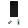 MARSİLYAN™- iPhone 12 Pro Kılıf Çekirdek Modern Serisi - Siyah Polymer Nano Ekran Koruyucu + Metal Kamera Lens Koruma Cam - KI