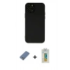 MARSİLYAN™- iPhone 12 Pro Kılıf Çekirdek Modern Serisi - Siyah Polymer Nano Ekran Koruyucu + Metal Kamera Lens Koruma Cam - AKYL
