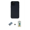 MARSİLYAN™- iPhone 12 Pro Kılıf Çekirdek Modern Serisi - Siyah Polymer Nano Ekran Koruyucu + Mor Metal Kamera Lens Koruma Cam