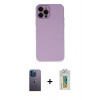 MARSİLYAN™- iPhone 12 Pro Kılıf Çekirdek Modern Serisi - Siyah Polymer Nano Ekran Koruyucu + Neon Fosforlu Kamera Lens - MI