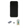 MARSİLYAN™- iPhone 12 Pro Kılıf Çekirdek Modern Serisi - Siyah Polymer Nano Ekran Koruyucu + Renkli Kamera Lens Koruma Cam - SI