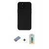 MARSİLYAN™- iPhone 12 Pro Kılıf Çekirdek Modern Serisi - Siyah Polymer Nano Ekran Koruyucu + Shine Kamera Lens Koruma Cam - GS