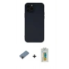 MARSİLYAN™- iPhone 12 Pro Kılıf Çekirdek Modern Serisi - Siyah Polymer Nano Ekran Koruyucu + Shine Kamera Lens Koruma Cam - SH