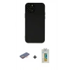 MARSİLYAN™- iPhone 12 Pro Kılıf Çekirdek Modern Serisi - Siyah Polymer Nano Ekran Koruyucu + Renkli Kamera Lens Koruma Cam - TU